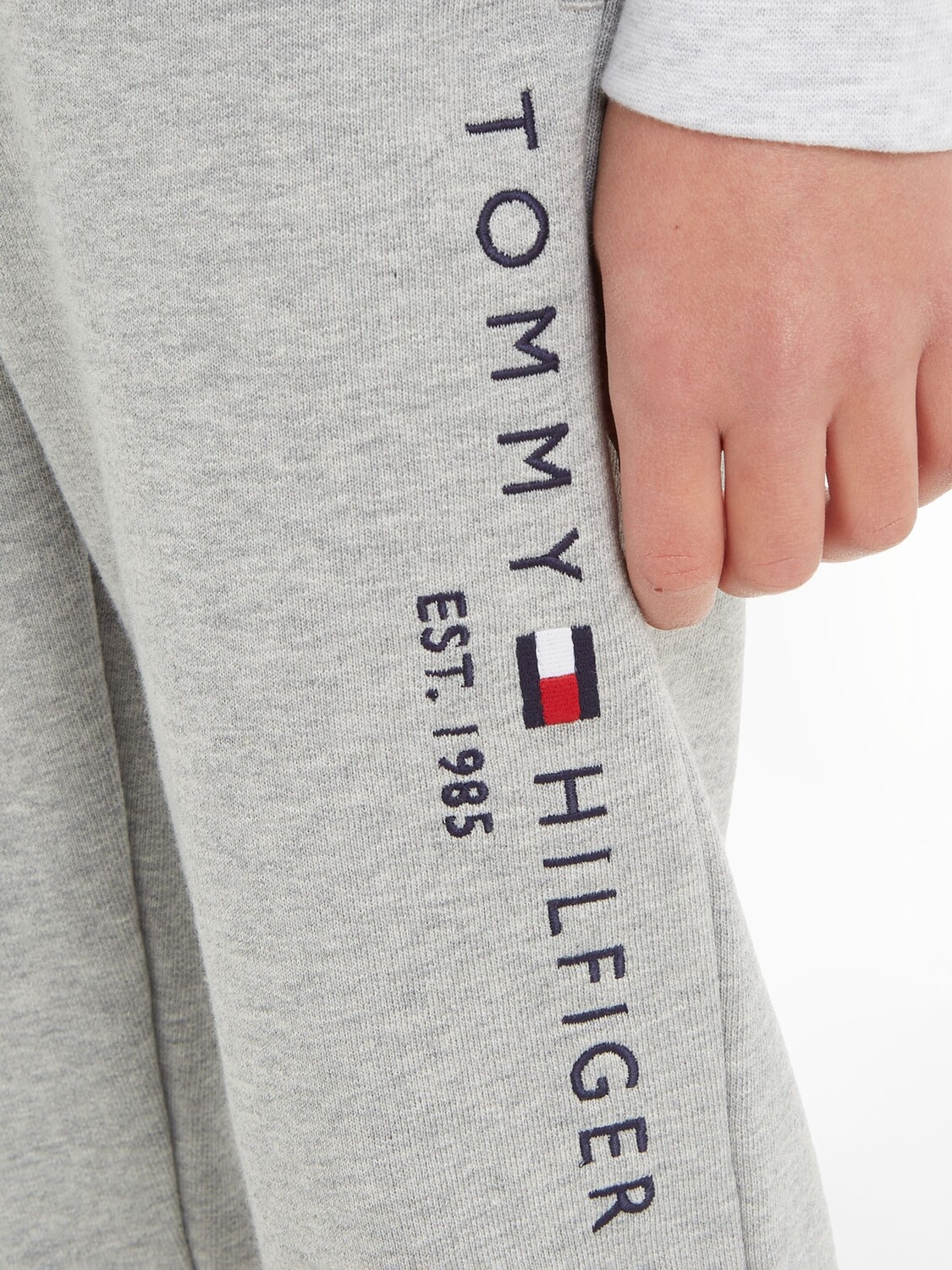 Детские джоггеры Essential из органического хлопка с логотипом Tommy Hilfiger, светло-серый вереск — фото 3