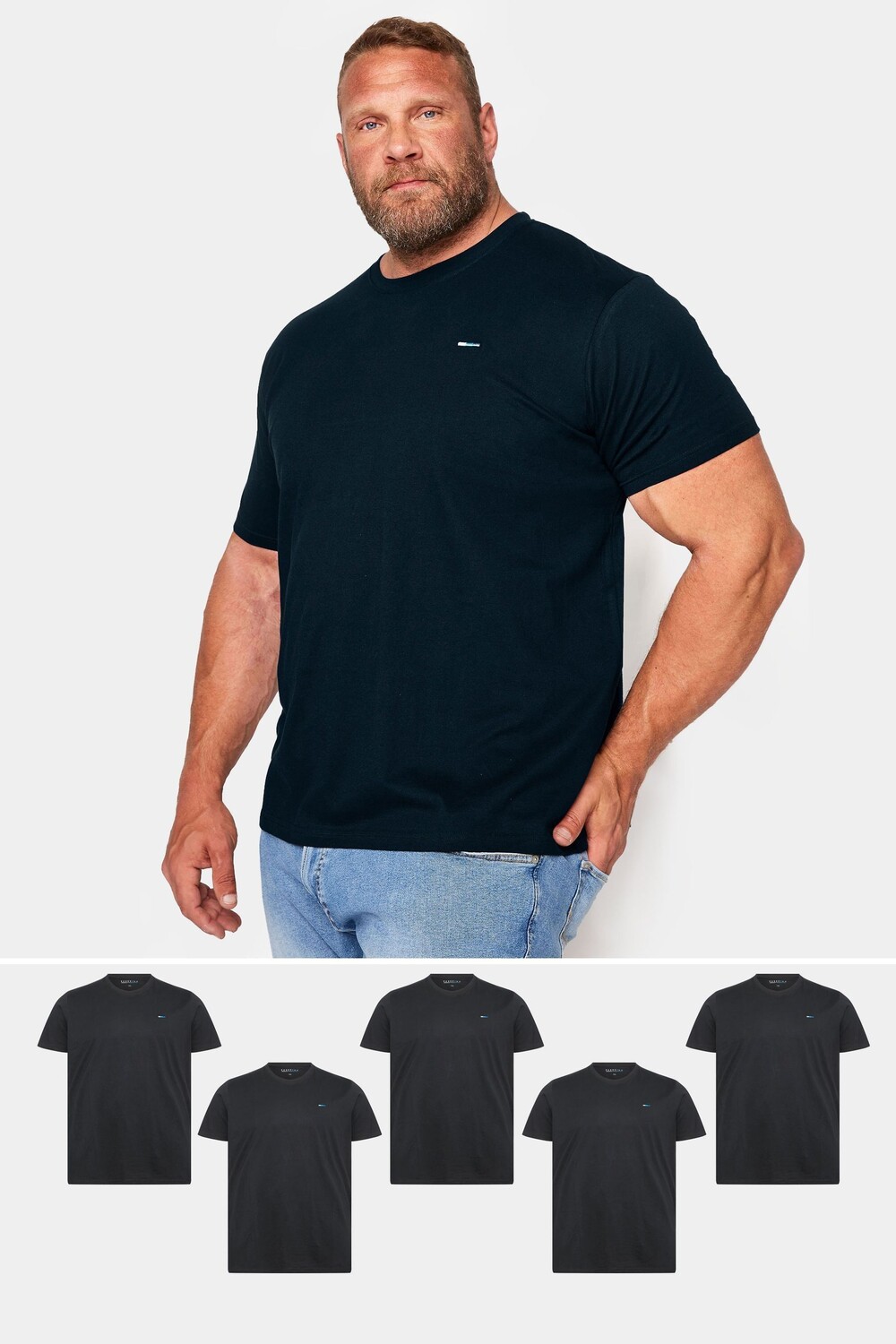 

Футболки из 100% хлопка, упаковка 5 шт Badrhino Big & Tall, черный