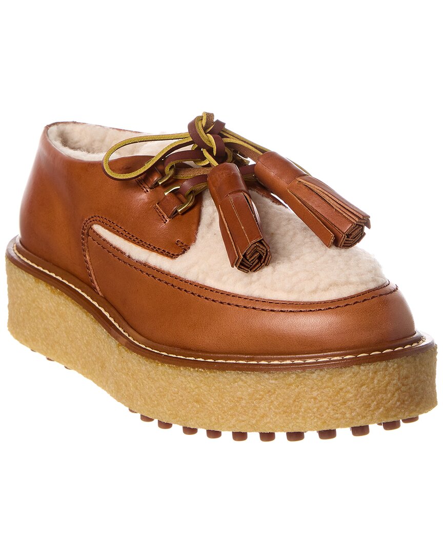 Кожаные и овчинные мокасины на платформе от TOD TOD's