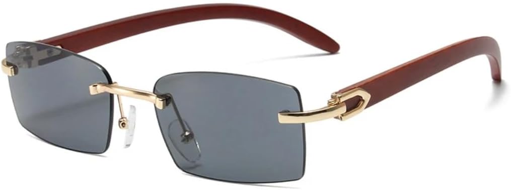 

Солнцезащитные очки с защитой UV400 | Без оправы, металлический панк, заклепки, цветные линзы | Для женщин и мужчин, для занятий спортом на открытом воздухе и вождения DSVIGF, Gold-black