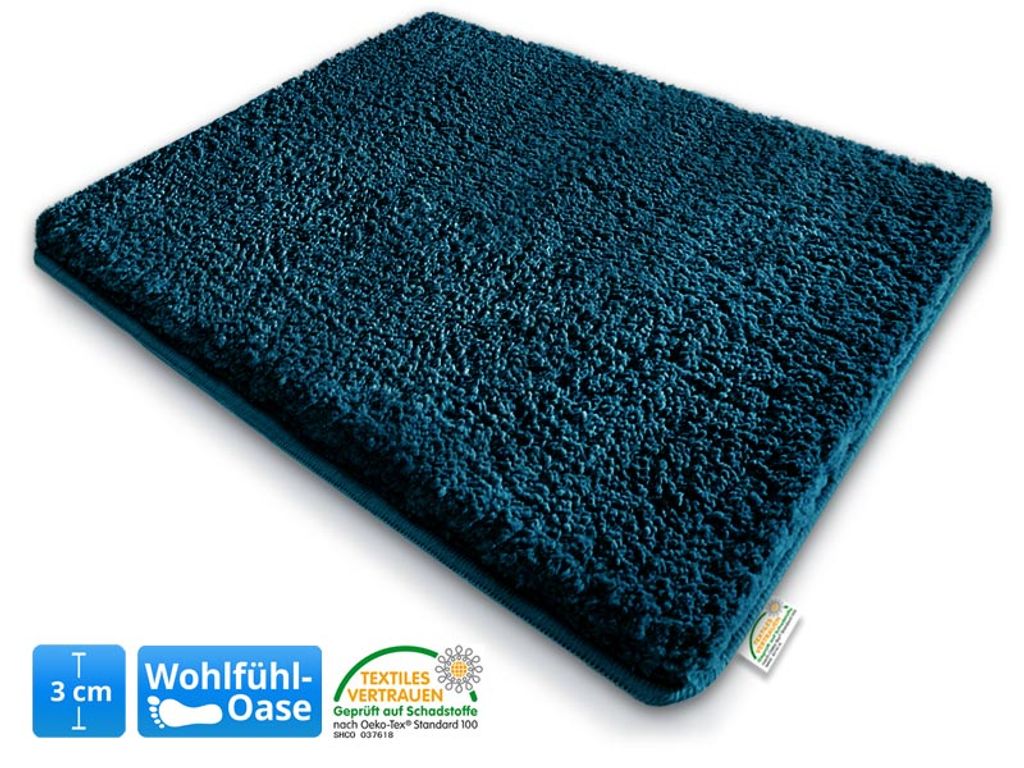 

Коврики для ванной Sky очень пушистые, разные цвета и размеры Cool Teal 70 x 120 см Floordirekt, синий