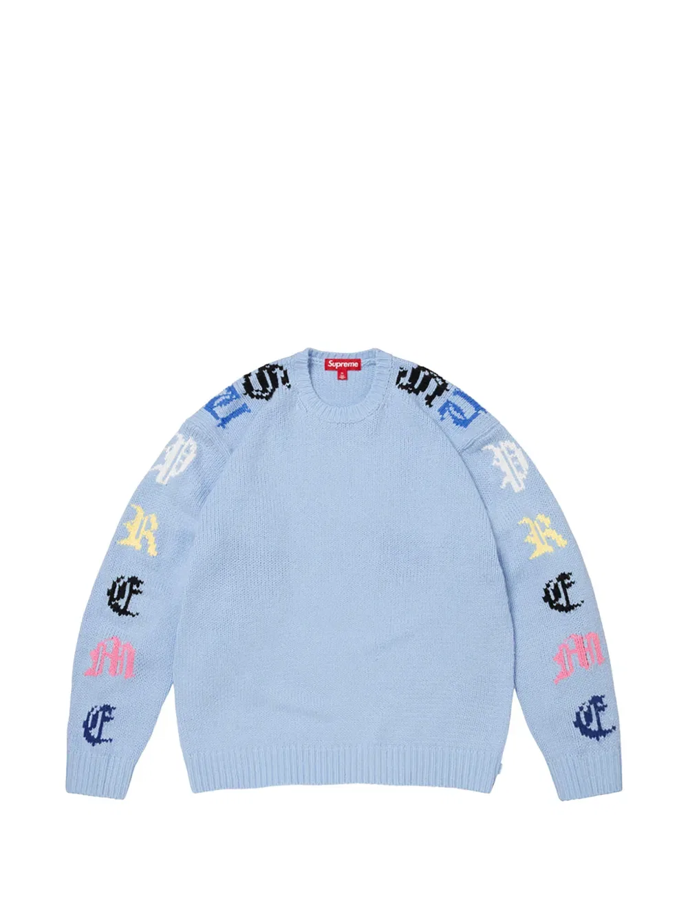 Староанглийский свитер, связанный интарсией Supreme, синий