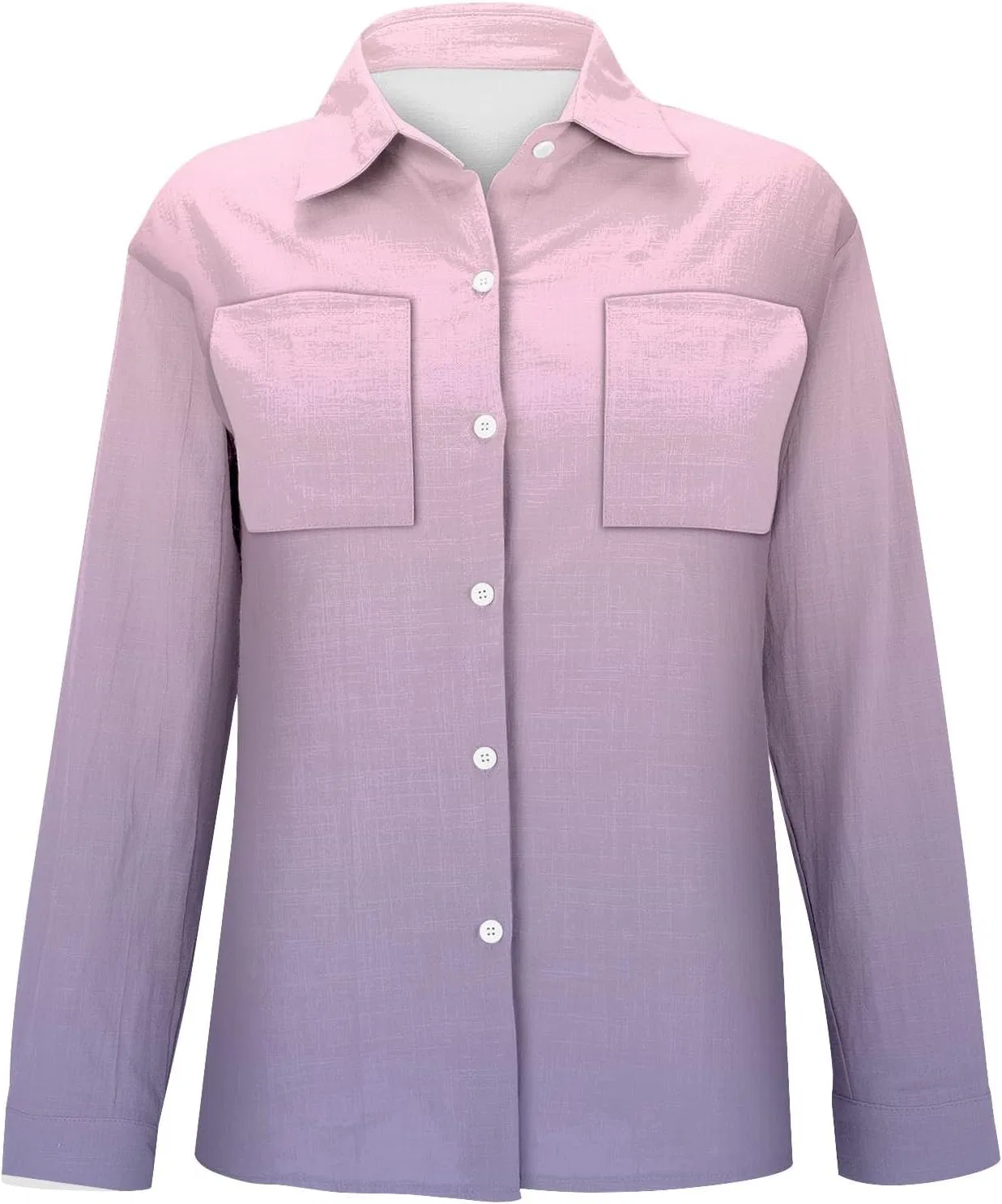Блуза с принтом, длинный рукав Women's Long Sleeve Printed Button Down Shirt, бренд, фиолетовый — фото 3