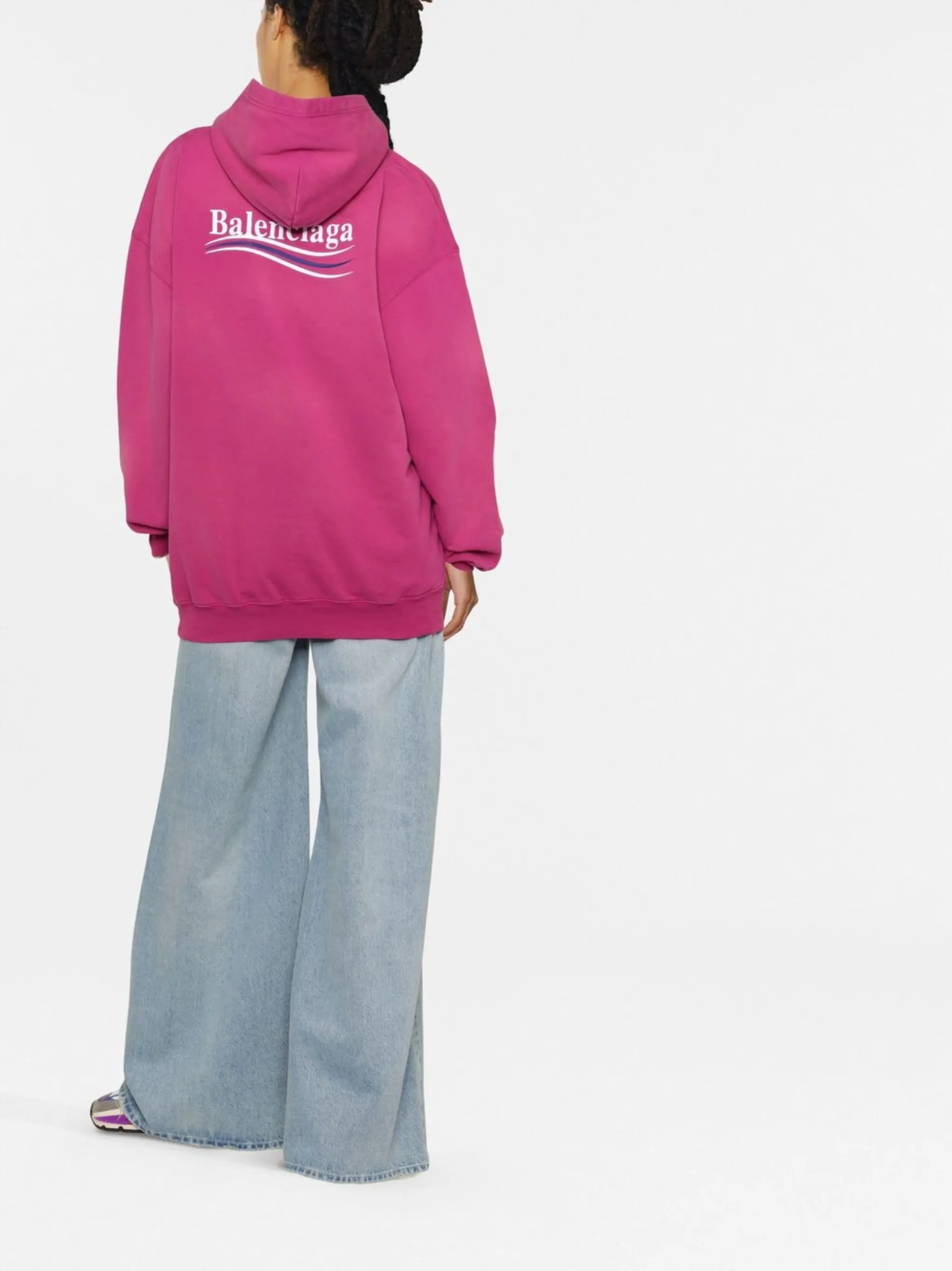 Худи с вышитым логотипом Balenciaga, розовый — фото 3