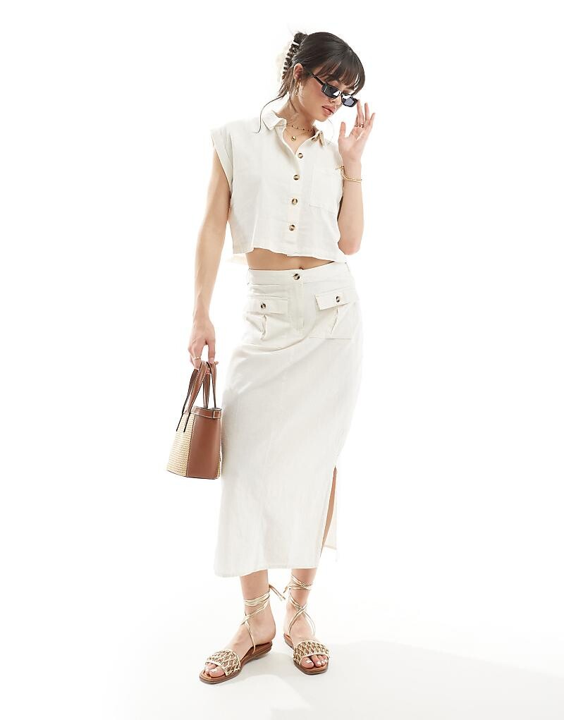 

Белая льняная юбка миди Vero Moda