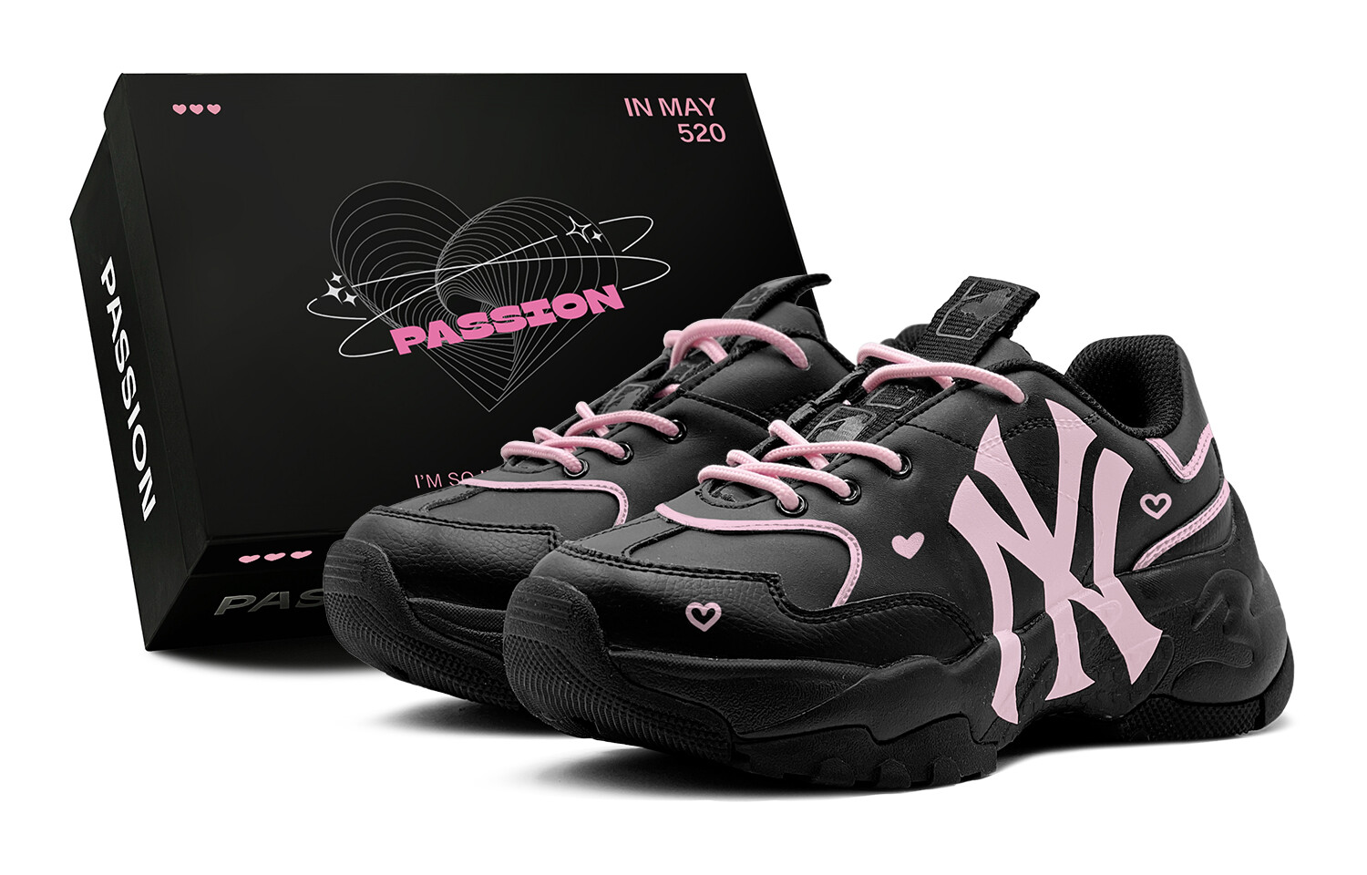 

Кроссовки MLB Big Ball Chunky Chunky Sneakers Unisex Low-top Black Pink, розовый