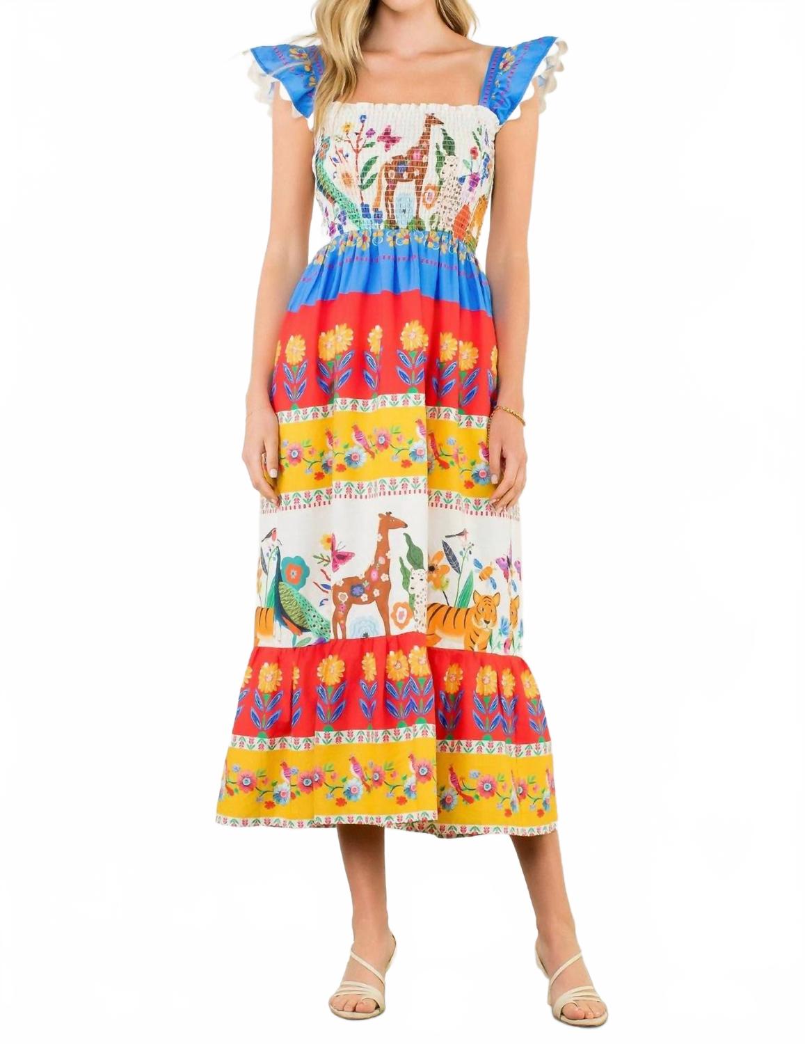 

Рио макси платье в кремово-многоцветном THML