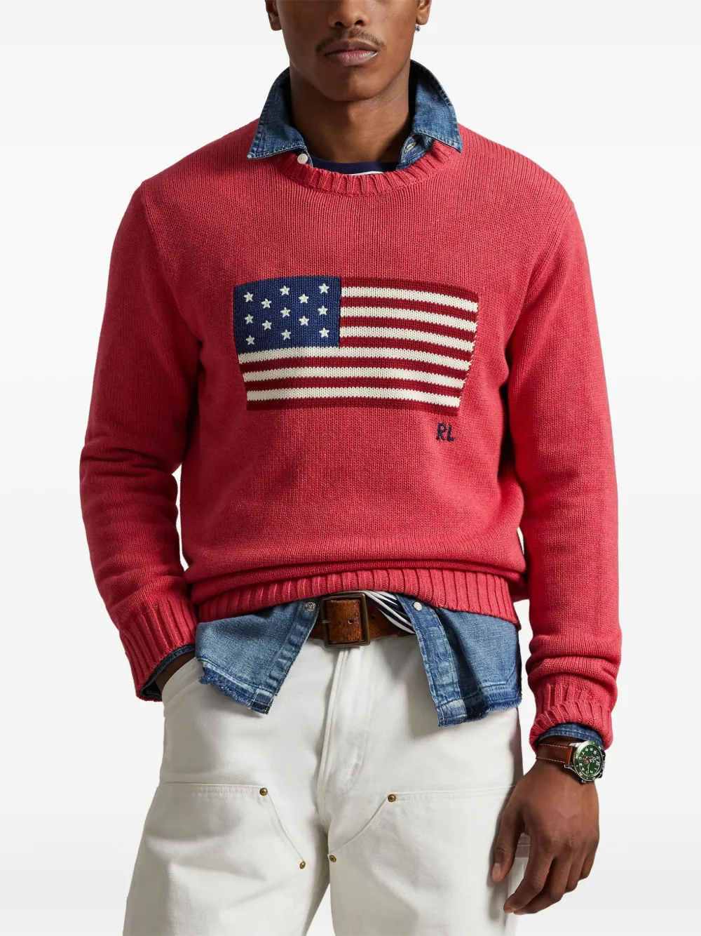 Свитер с логотипом Polo Ralph Lauren, красный — фото 3