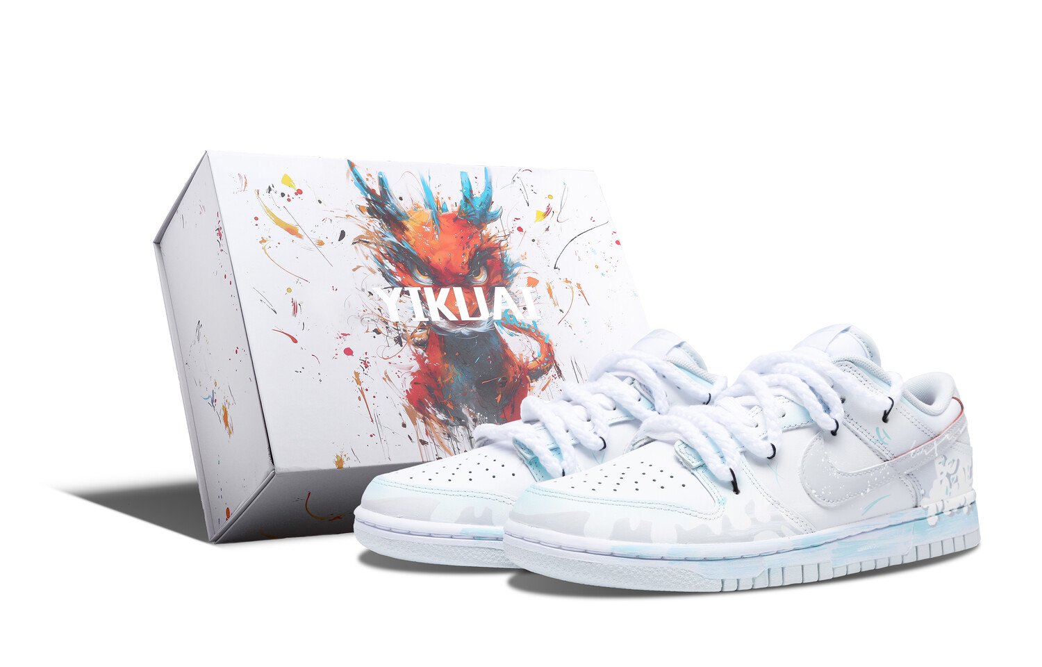 

Кроссовки Nike Dunk Skateboarding Shoes Unisex Low-top White/blue/gray, серый/синий