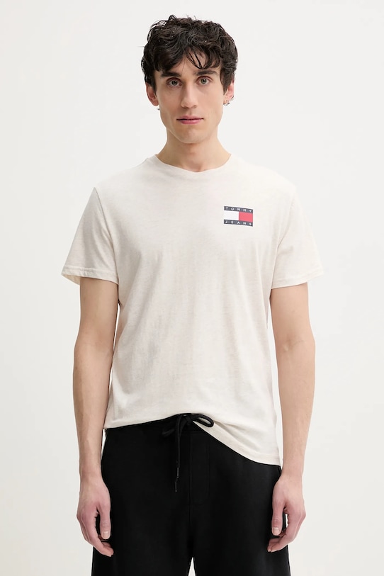 

Хлопковая футболка Tommy Jeans, бежевый