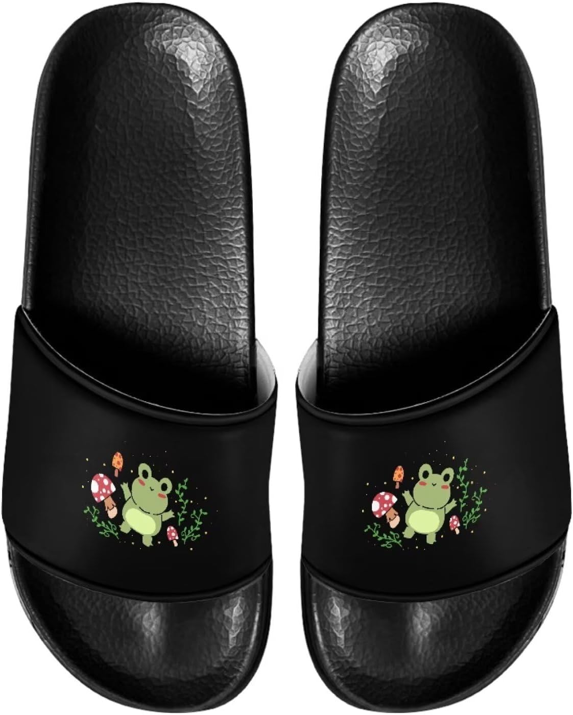

Сандалии-шлепанцы для мужчин и женщин, с открытым носком, удобные пляжные шлепанцы на плоской подошве Judentidos, Cute Frog Mushroom