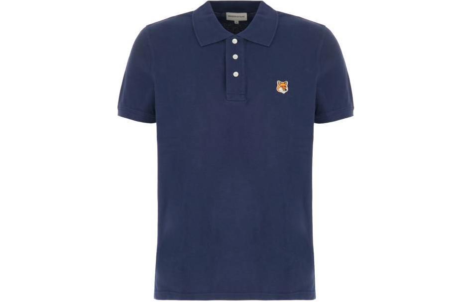

Футболка-поло с коротким рукавом и нашивкой Fox Head Maison Kitsune, синий