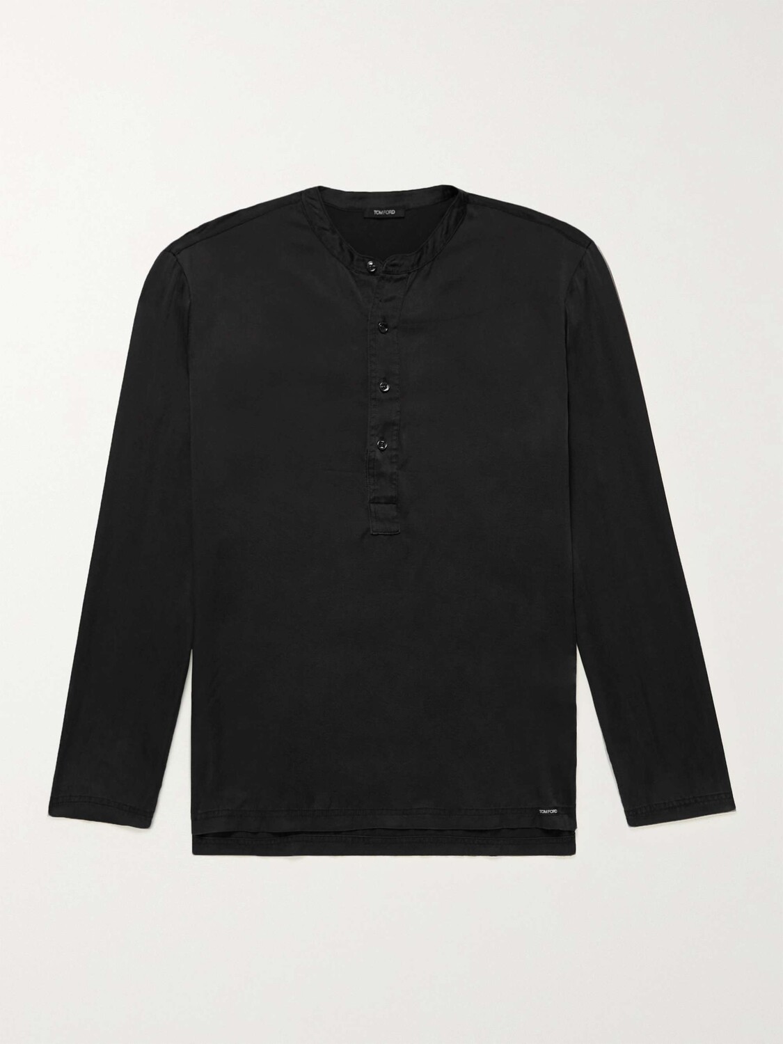 

Пижамный топ Henley из эластичного шелкового атласа TOM FORD, черный