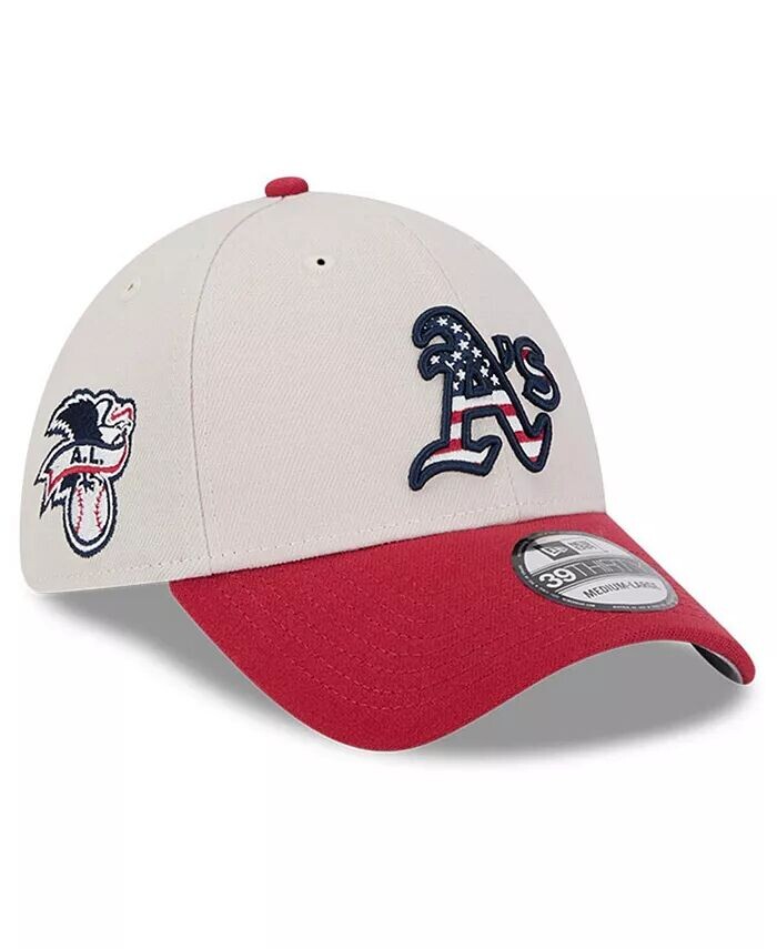 

Мужская красная кепка Oakland Athletics 4 июля 39THIRTY, 2024 г New Era, бежевый