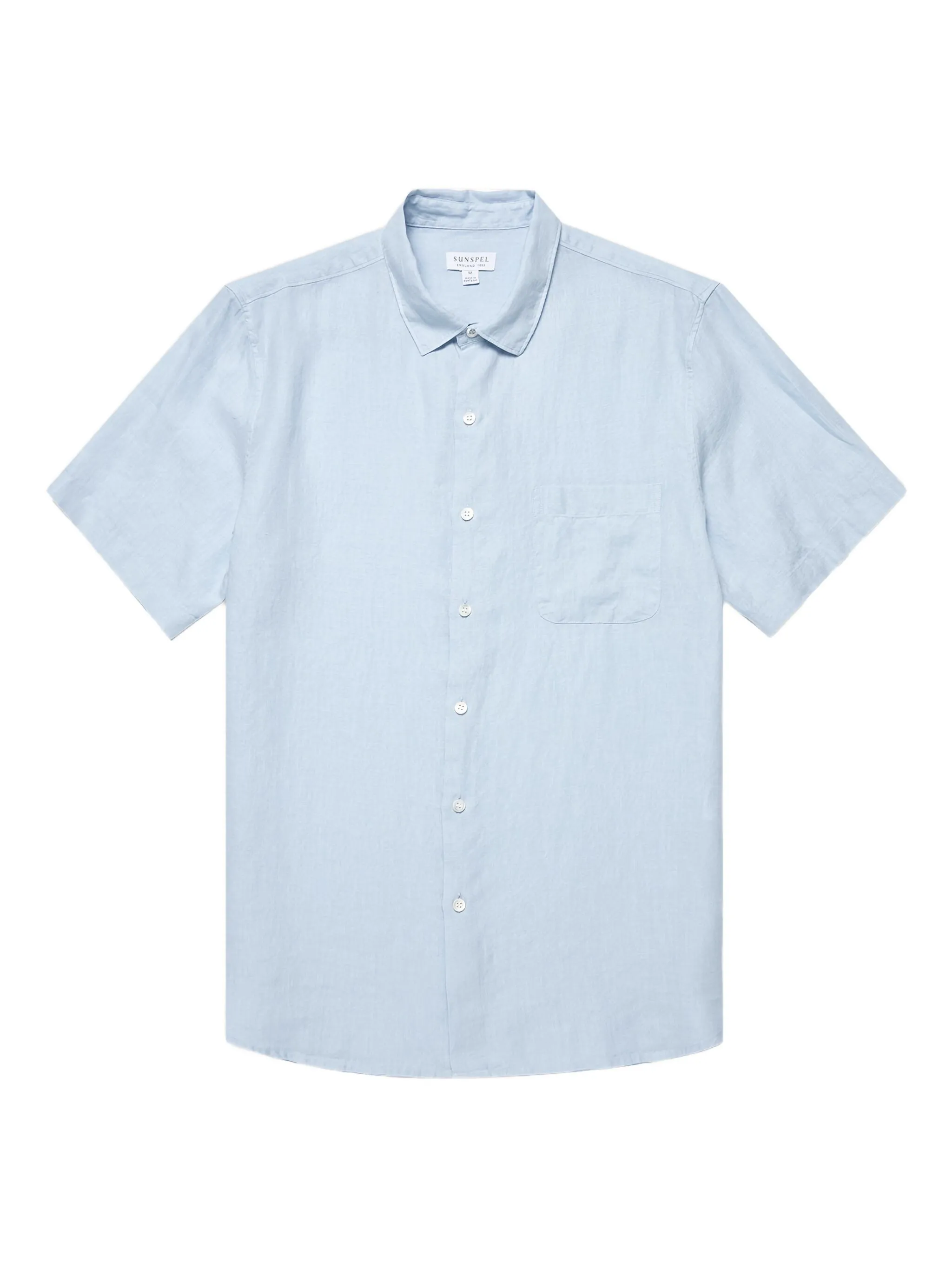 

Льняная рубашка с короткими рукавами Sunspel, синий