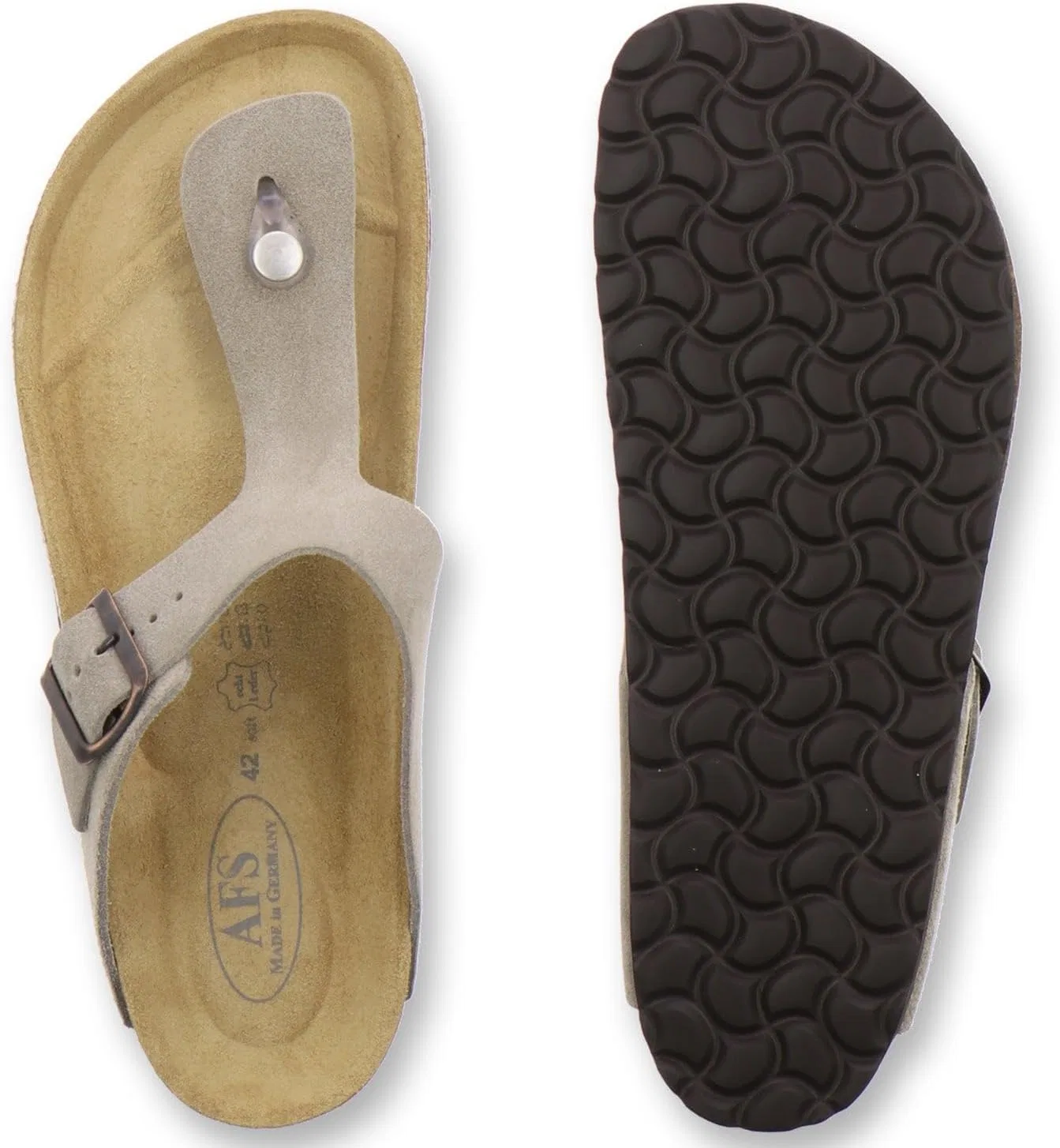 Удобные мужские кожаные сандалии AFS-Schuhe со стелькой, производство Германия, Quartz Velour — фото 4