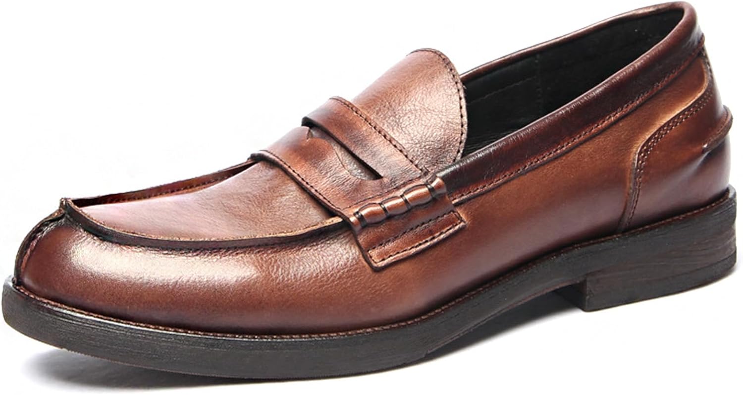 

Мужские лоферы WinDhana - пенни-лоферы из натуральной кожи, Деловые туфли с разрезным носком и отделкой в виде монетного кармашка 1107-4, коричневый