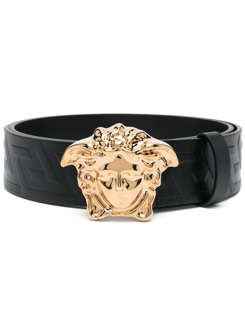 

Ремень с декором La Medusa и узором Greca VERSACE, черный