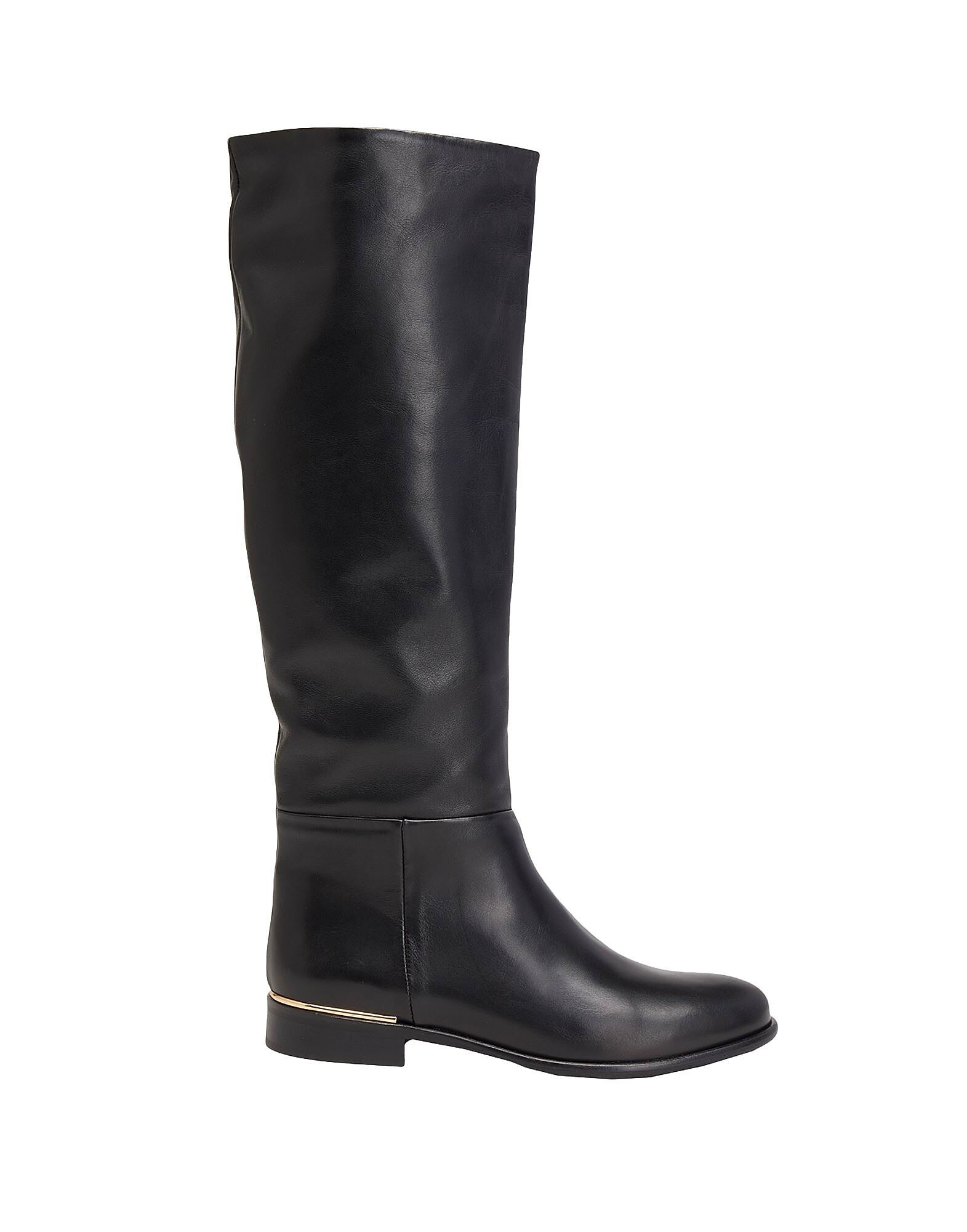 Ботинки Leather Tall Boots With Embellishment Leonardo Principi, черный