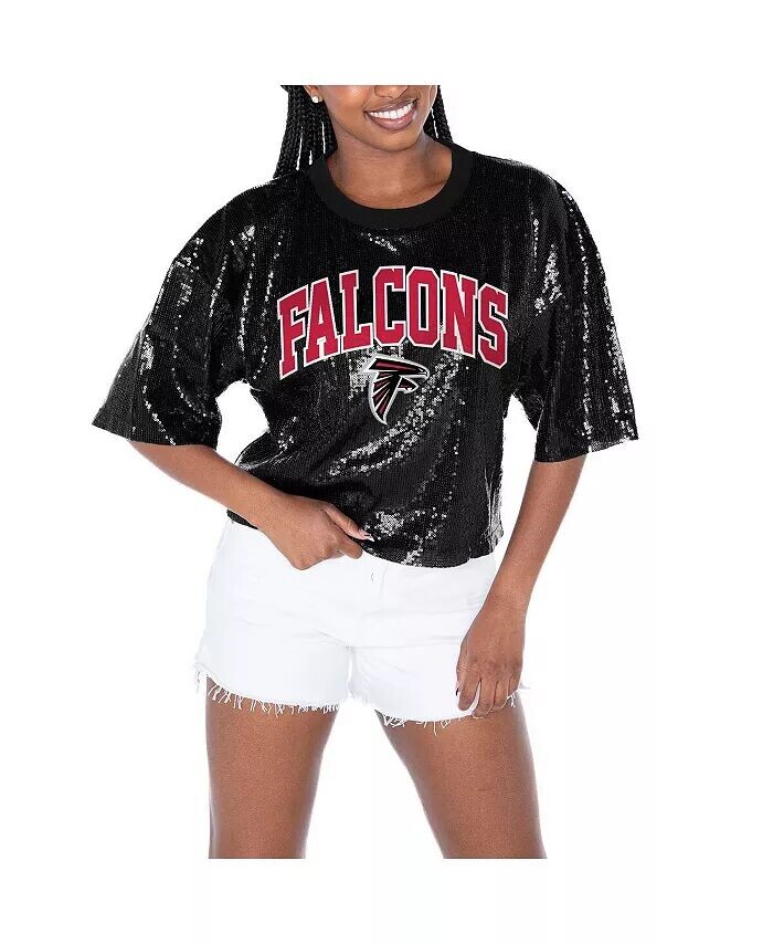 

Женская черная футболка Atlanta Falcons Rise Up с пайетками Gameday Couture