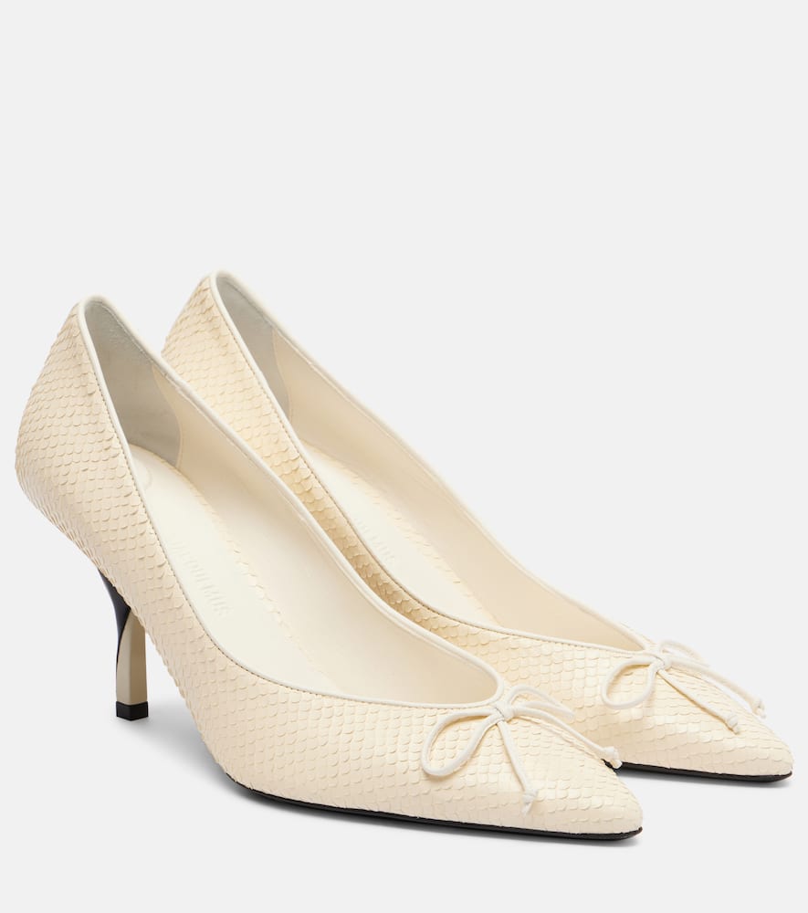 Туфли-лодочки из кожи с эффектом змеи Tourni Jacquemus, Light Ivory