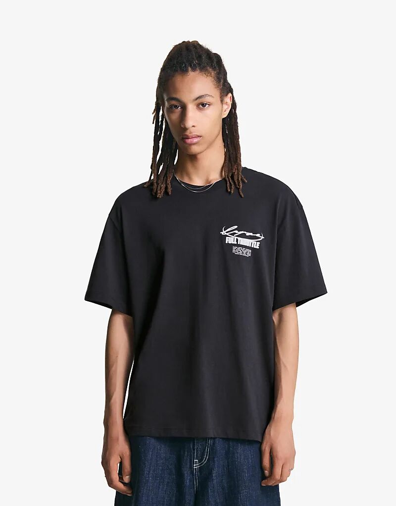 

Футболка Bershka с коротким рукавом и принтом черного цвета