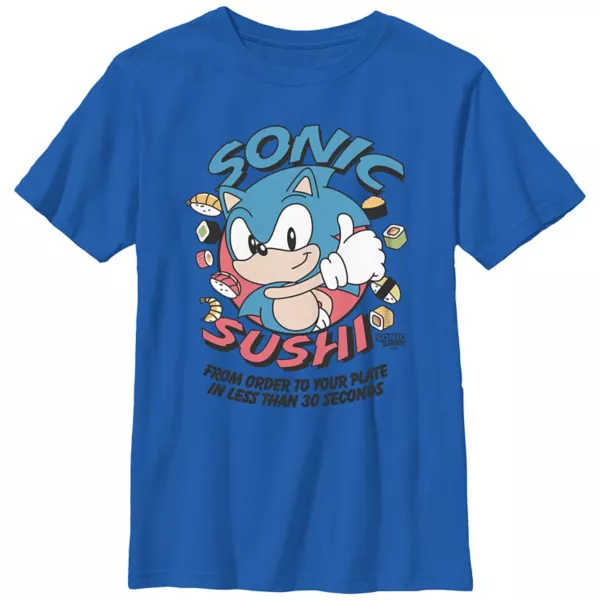 

Футболка для мальчиков 8-20 лет с принтом Sonic the Hedgehog и суши Licensed Character, синий