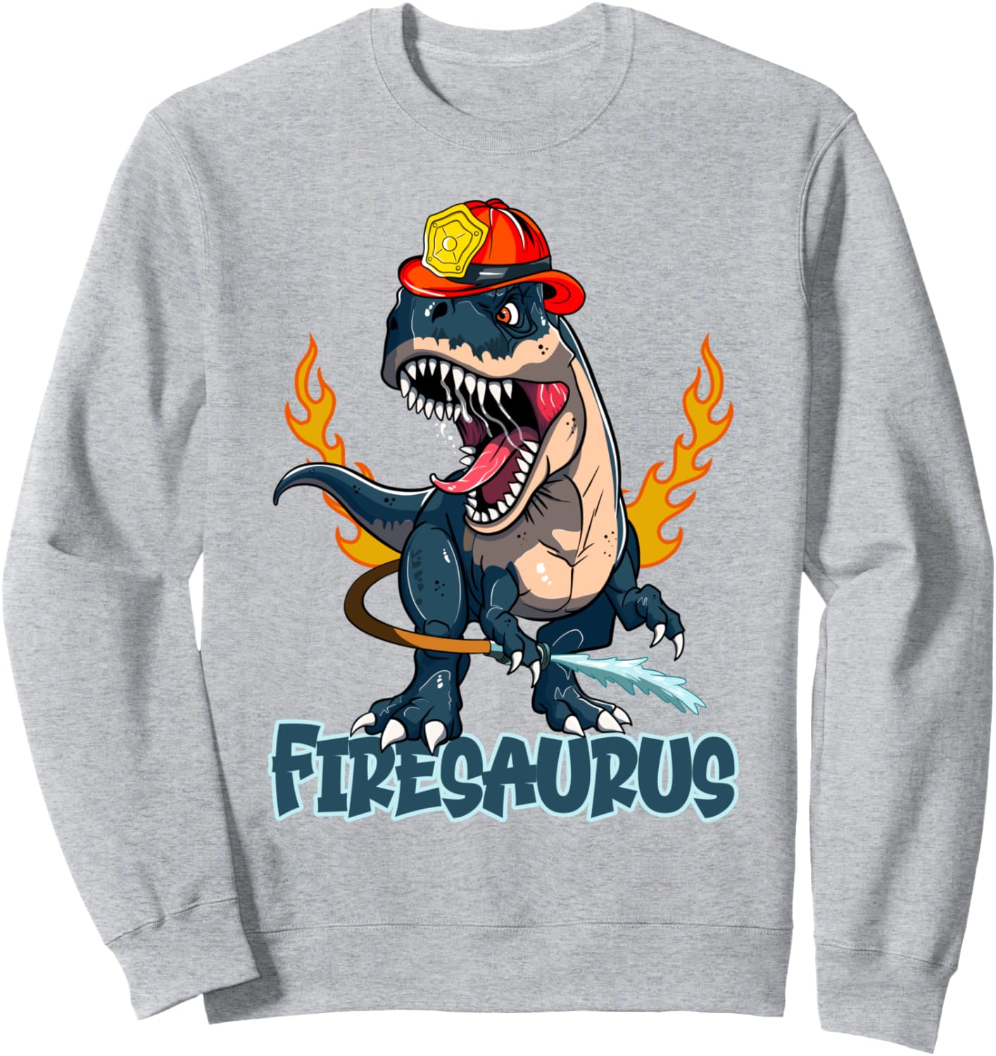 

Забавная толстовка с изображением пожарного, динозавра и тираннозавра Funny Firemen Firefighter Dino, серый