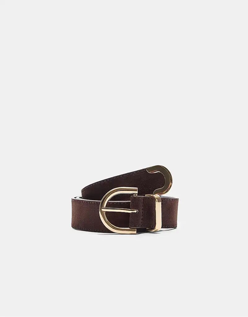 

Ремень Stradivarius Basic с круглой пряжкой цвета бледно-верблюжьей шерсти