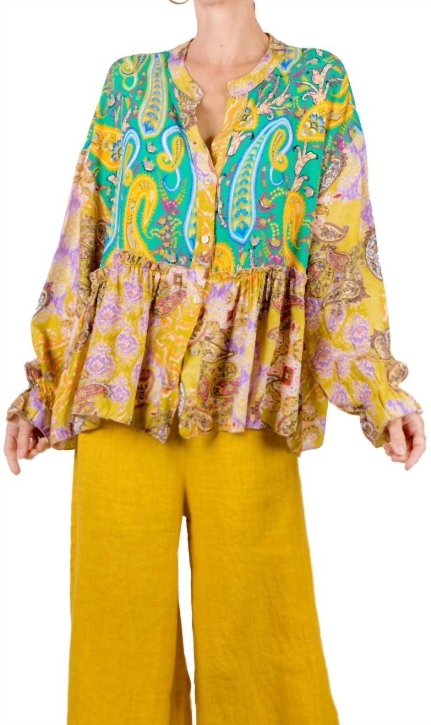 

Блузка Berttina в зелено-горчичном цвете GIGI MODA