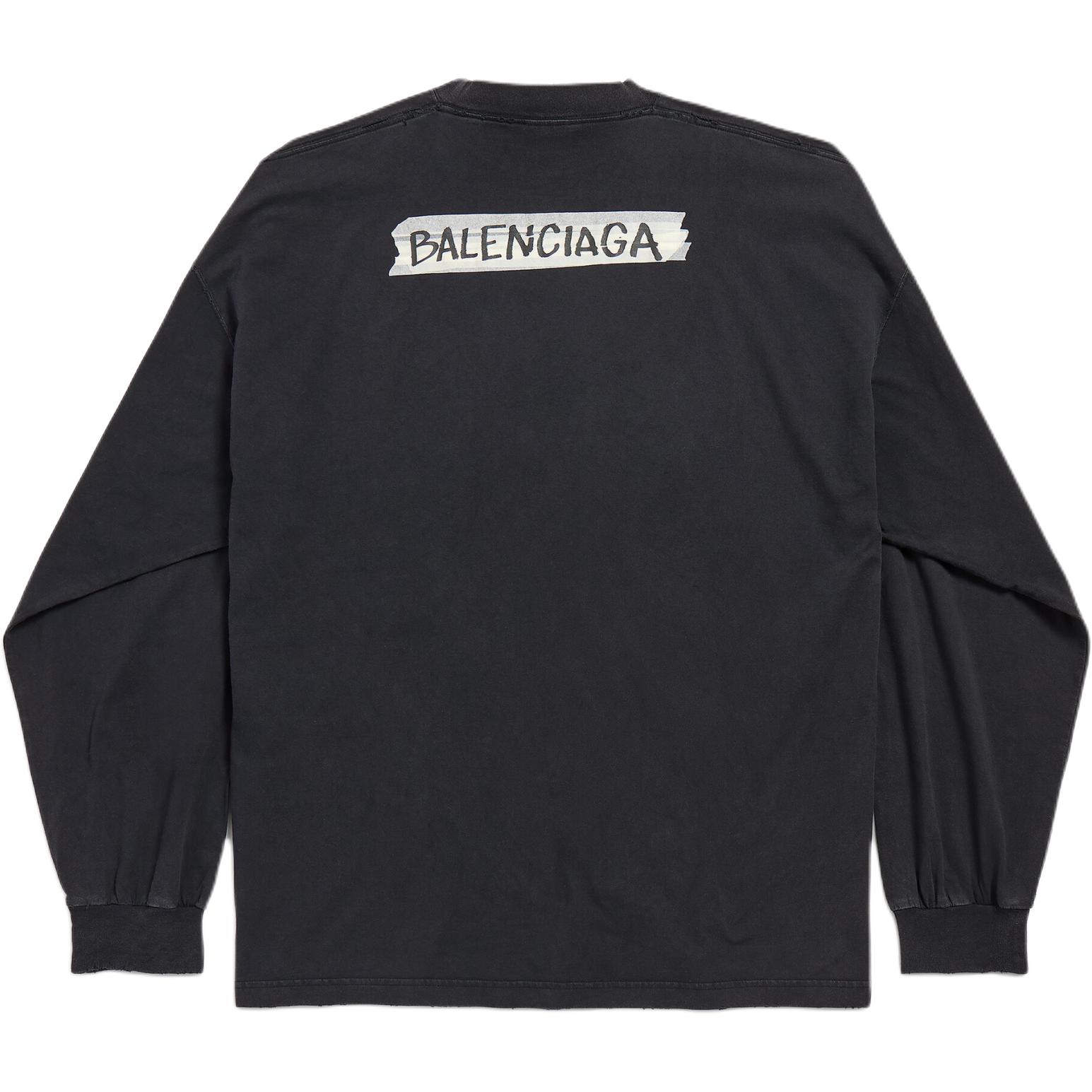 Футболка SS26 свободного кроя, мужская Balenciaga, washed черный — фото 3