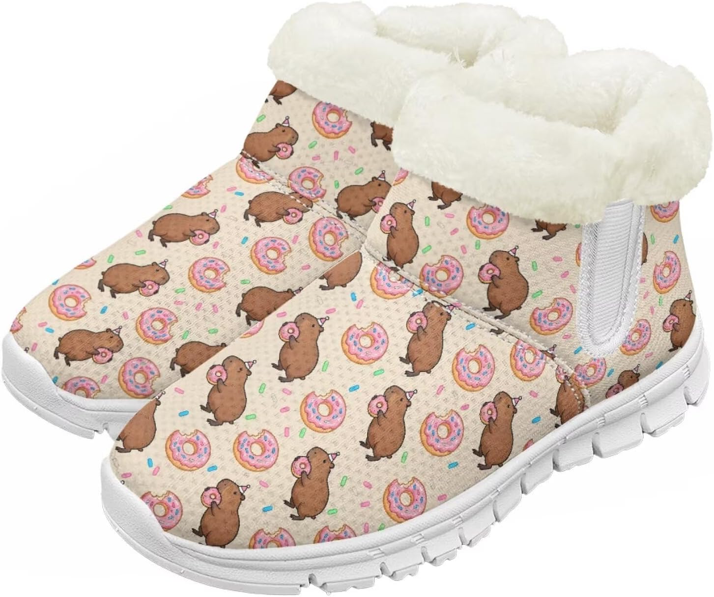 

Детские зимние сапоги для девочек, водонепроницаемые, противоскользящие, для холодной погоды, с искусственным мехом, походные ботинки Goronwyfloyd, Capybara Doughnut