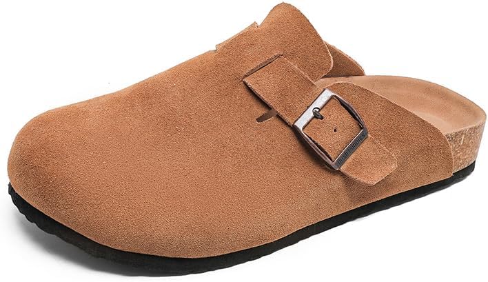 

Унисекс замшевые клоуганы, коричневый тауп, сандалии на пробковой подошве с пряжкой, удобные мюли без застежки Generic