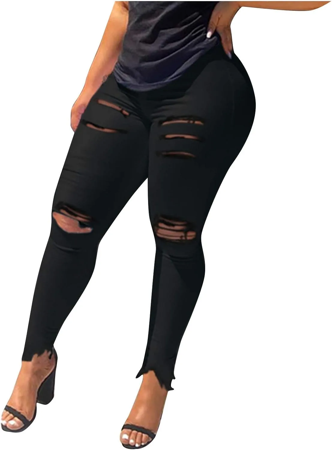 

Женские джинсы с высокой посадкой Ripped Stretch Skinny