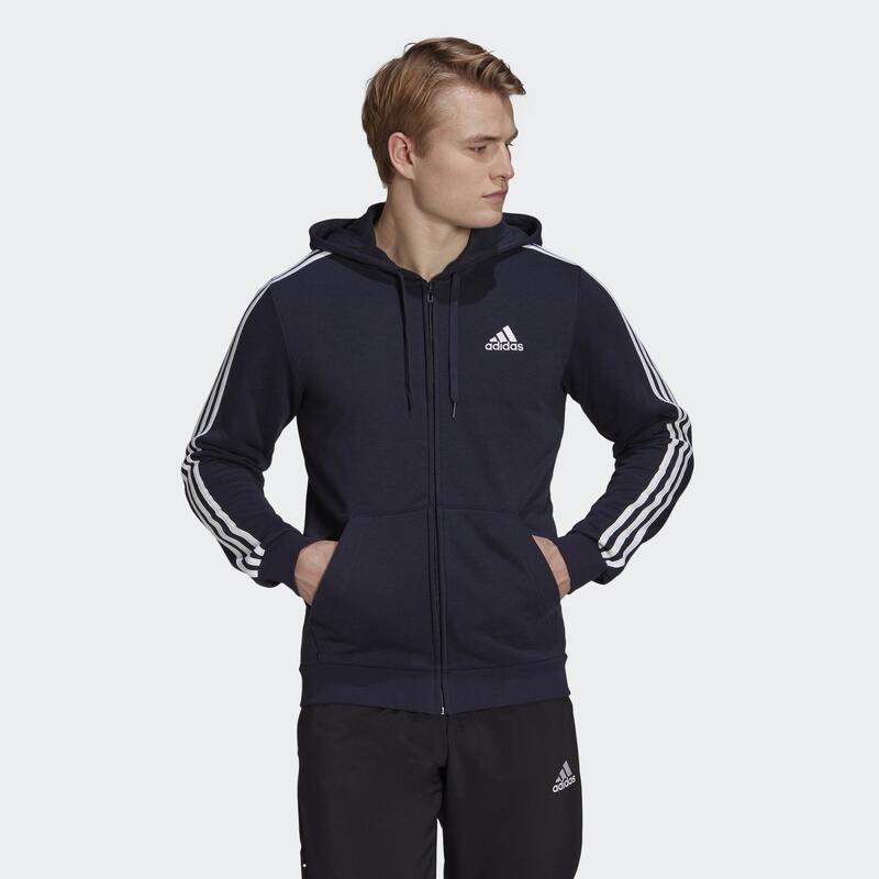 

Куртка с капюшоном и тремя полосками Essentials из френч терри ADIDAS, цвет azul