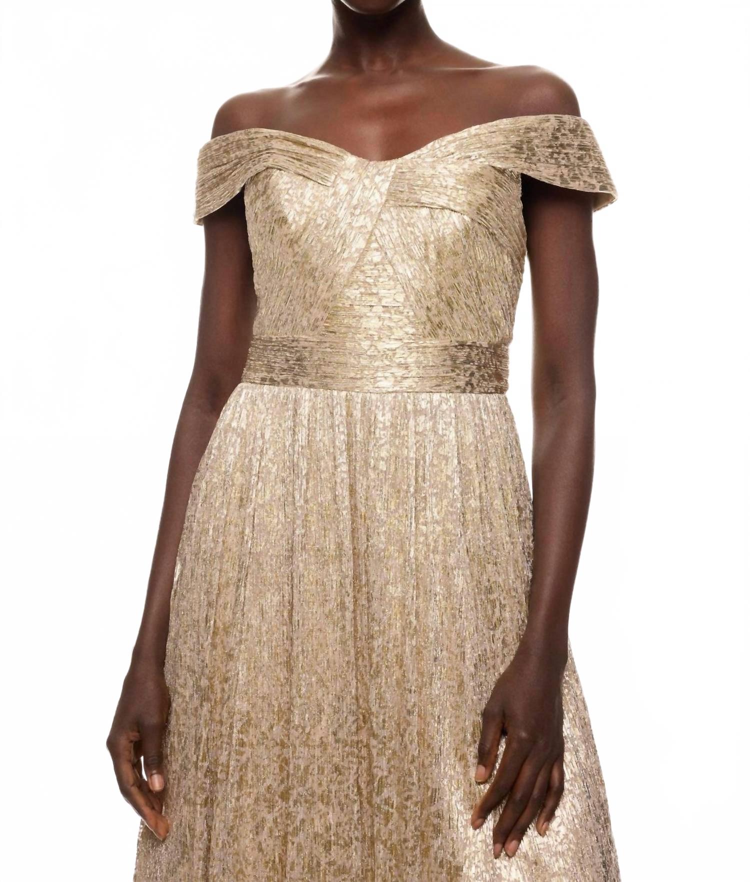 

Платье макси без рукавов в золотом цвете Aidan Mattox, Gold Multi