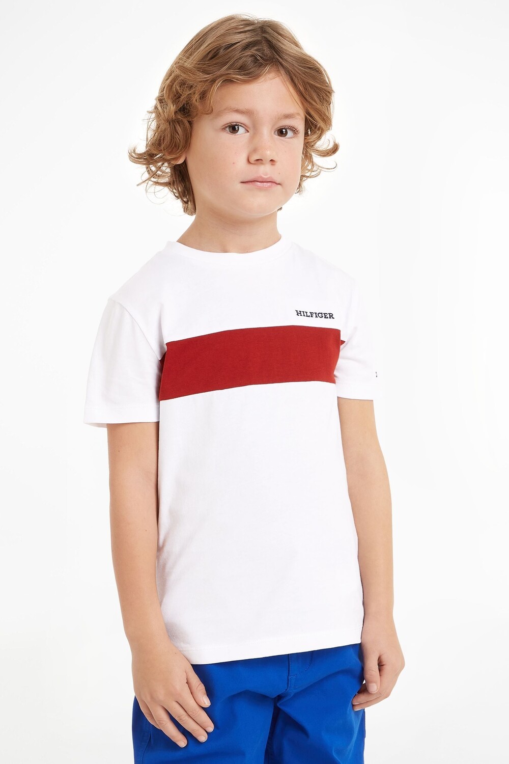 

Футболка классического кроя с вышивкой в стиле колор-блок Tommy Hilfiger, белый