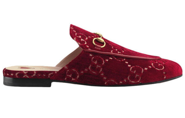 Тапочки princetown gg velvet mules 'red' Gucci, красный — фото 2