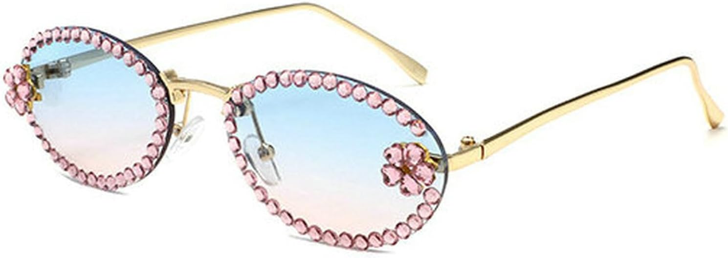 

Солнцезащитные очки COTIA маленького овального размера с бриллиантами для женщин и мужчин, милые, с блестками и стразами, для активного отдыха, путешествий и вечеринок, Blue Pink