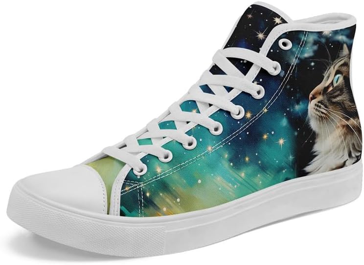 

Высокие кеды из ткани для девочек и мальчиков с принтами галактики, кошек и собак, модные кроссовки, дышащие, легкие, повседневная обувь Awsole, белый/синий