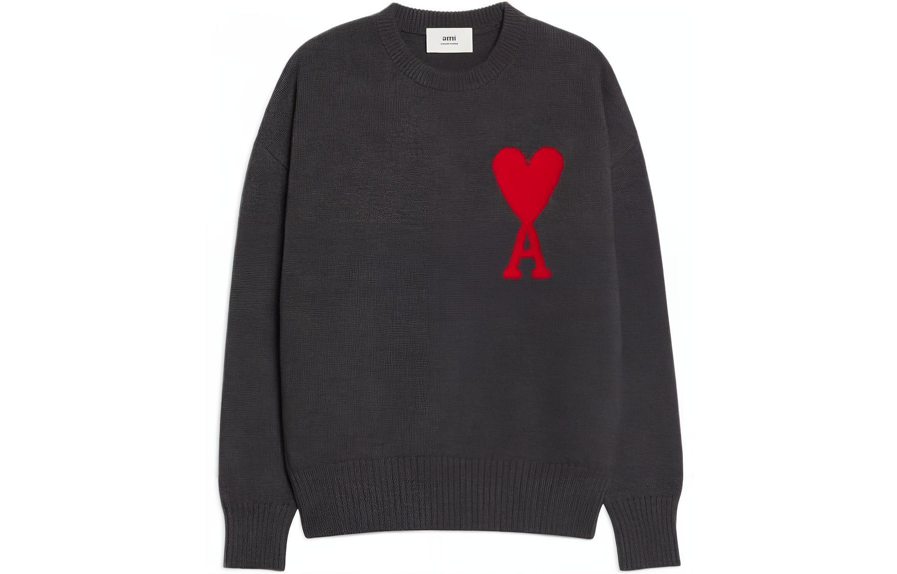 

Ami Paris Вязаный джемпер с круглым вырезом Ami De Coeur AMIPARIS, темно-серый