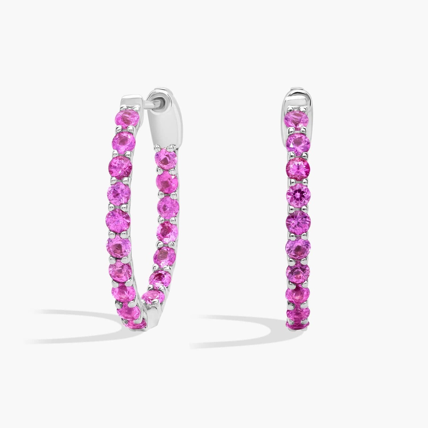 

Круглые серьги-кольца с розовыми сапфирами, диаметр 3/4 дюйма, белое золото 14 карат Blue Nile