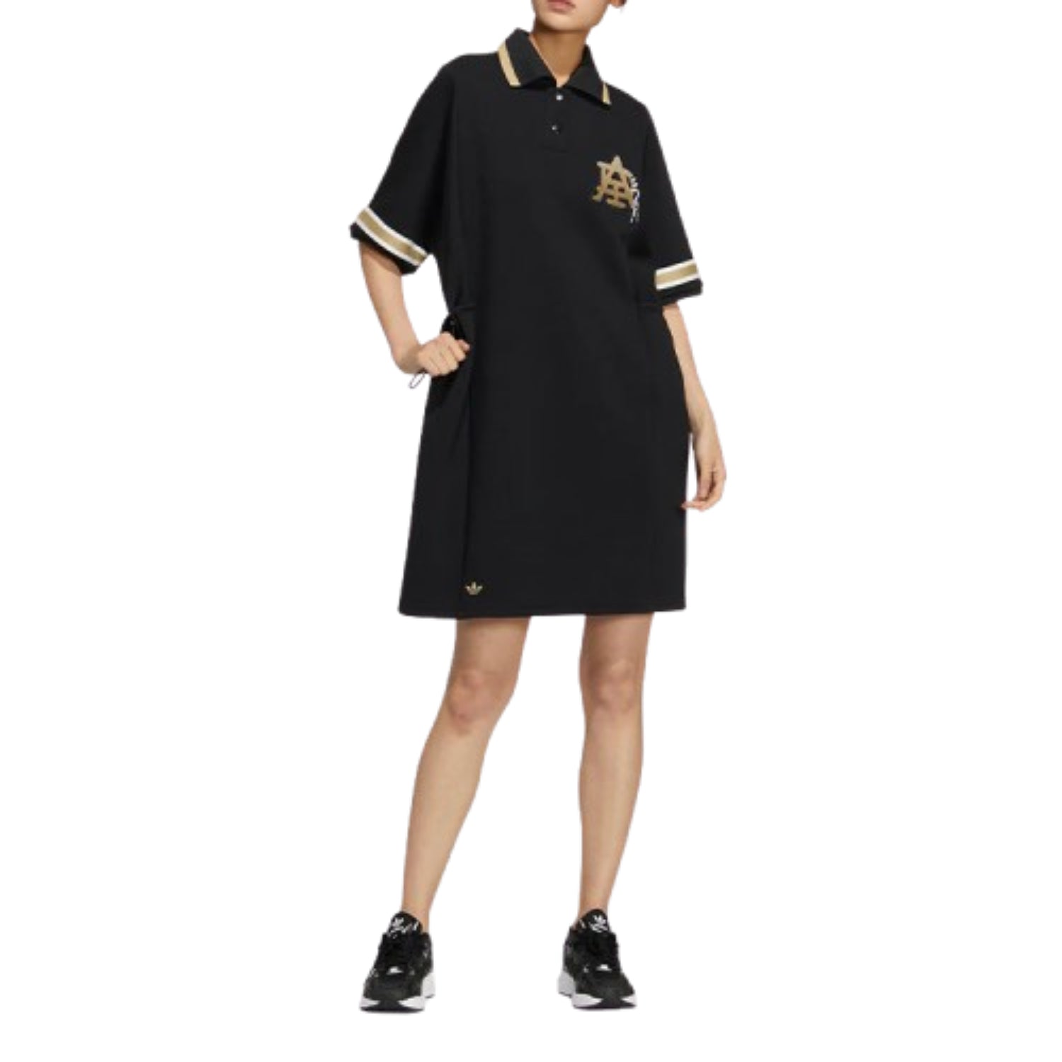 (WMNS) Платье-поло Adidas Modern Collegiate Polo Dress 'Black Gold' — фото 2