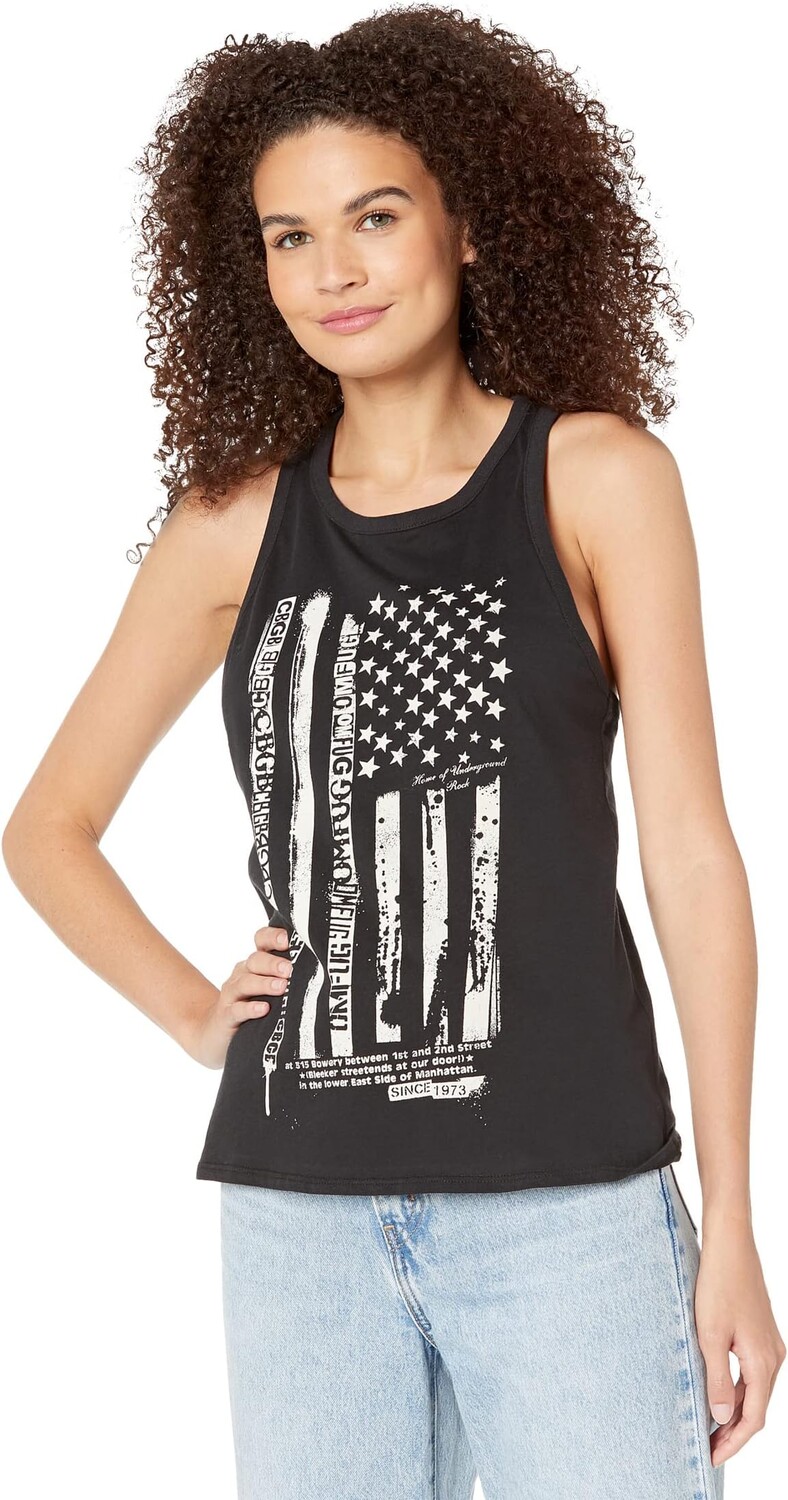 

Топ Chaser CBGB Flag Cotton Jersey Crew Neck Tank, цвет True Black