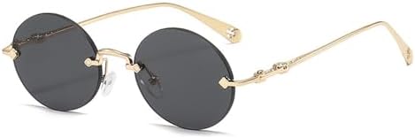 

2027 Женские солнцезащитные очки без оправы в стиле ретро, ​​круглые, с градиентным металлическим покрытием, мужские солнцезащитные очки для активного отдыха и вождения MTZJH, 1