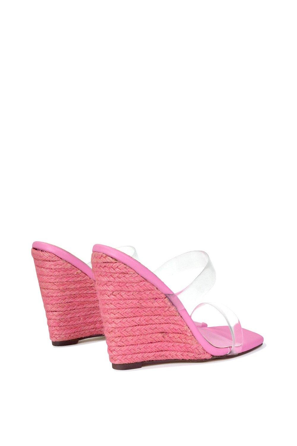 Эспадрильи 'Shea' из плексигласа с ремешками на танкетке, босоножки на танкетке XY London, розовый — фото 3