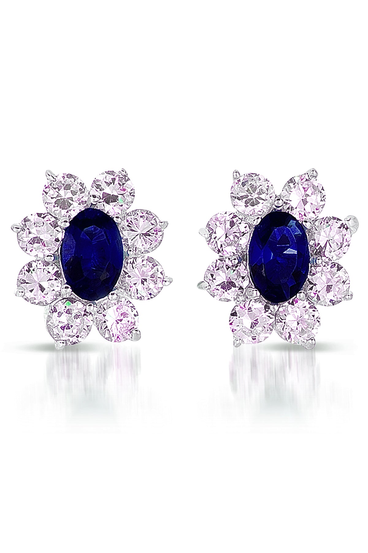 

Серьги-гвоздики GENEVIVE из стерлингового серебра с сапфирами и фианитами в форме цветка Genevive, синий