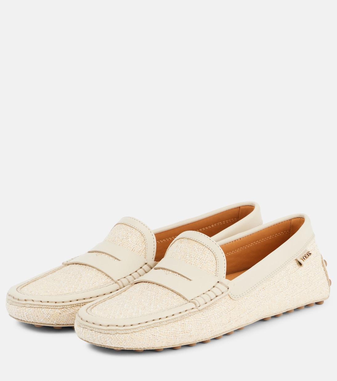 Гоммино твидные мокасины для вождения Tod's, Naturale Ch+ Stucco — фото 4