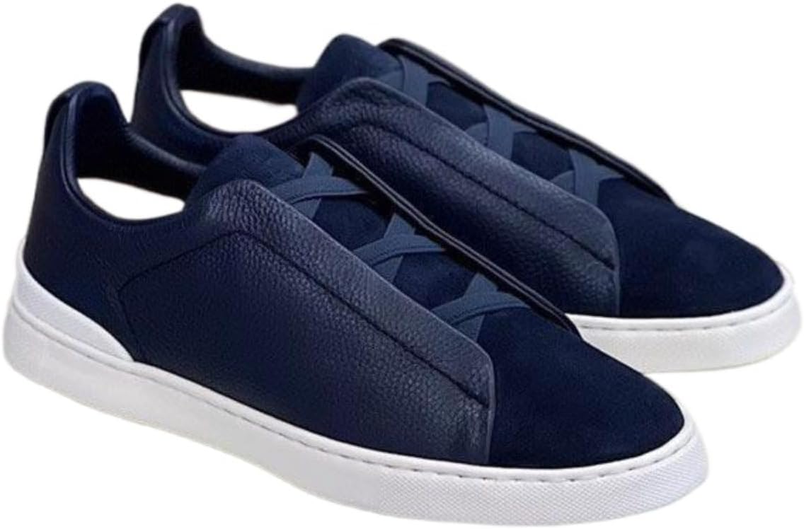 

Мужские слипоны для скейтборда на платформе, повседневные кроссовки, дизайн с контрастными цветами, массивная подошва, увеличение роста, удобная обувь-лоферы Azttoztto, синий