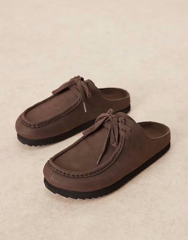 

Туфли-лоферы на шнуровке из коричневой замши Asos Design